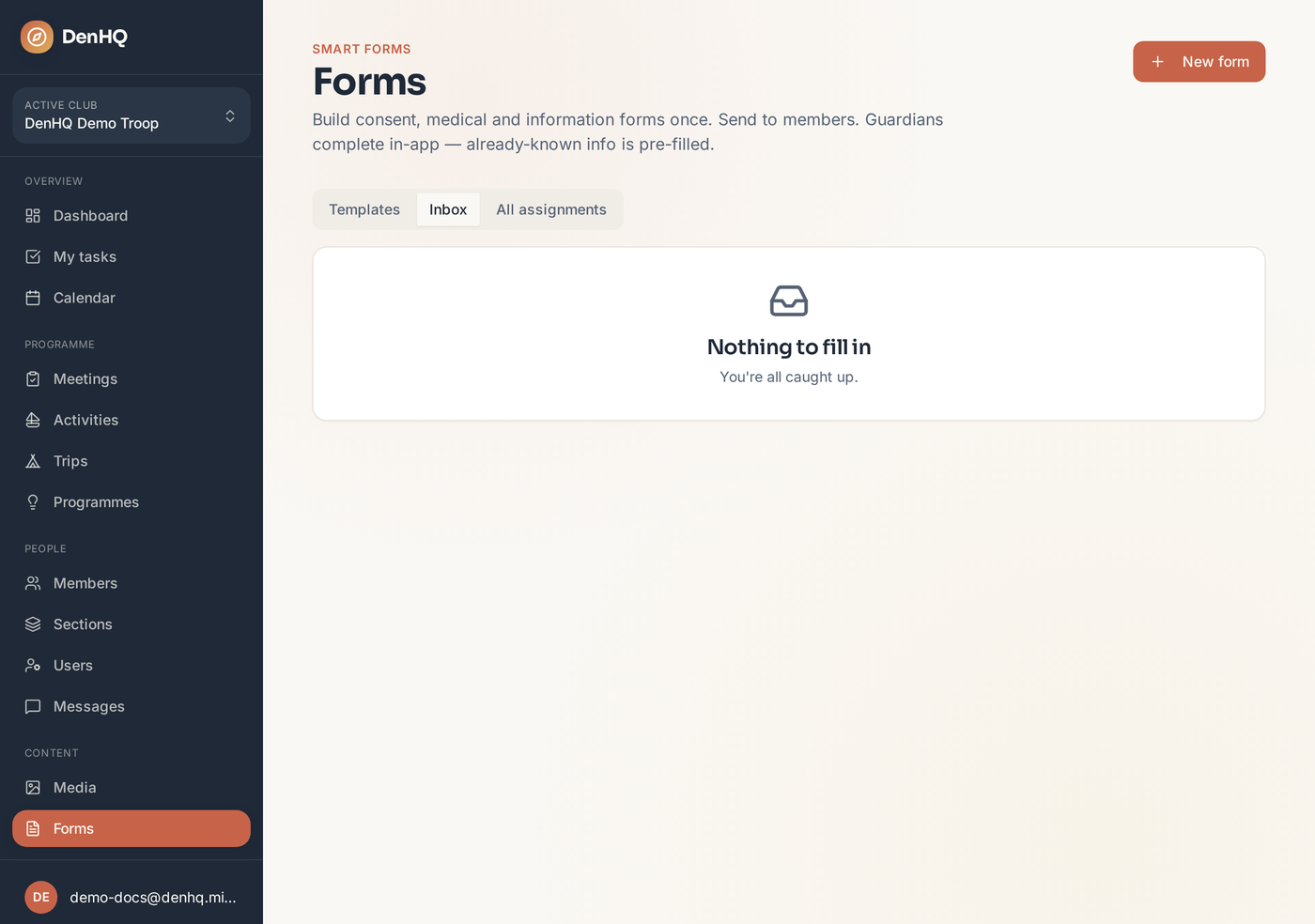 The Forms page